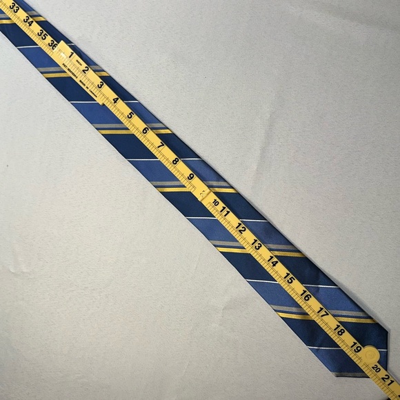 Chaps Blue And Gold Striped Silk Tie - Picture 6 of 6
